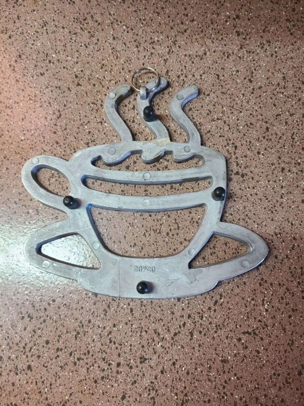 Copco Cast Aluminum Metal Footed Steaming Coffee Cup Shaped Trivet &Wall Hanging